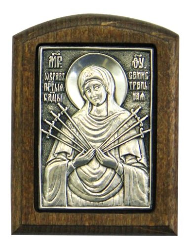 Иконы Семистрельная икона Божией Матери ручная работа (6 х 4 см)