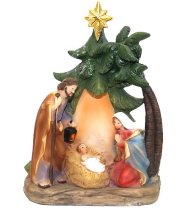 Утварь и подарки Рождественская композиция с подсветкой (ель с рождественской звездой, большая)