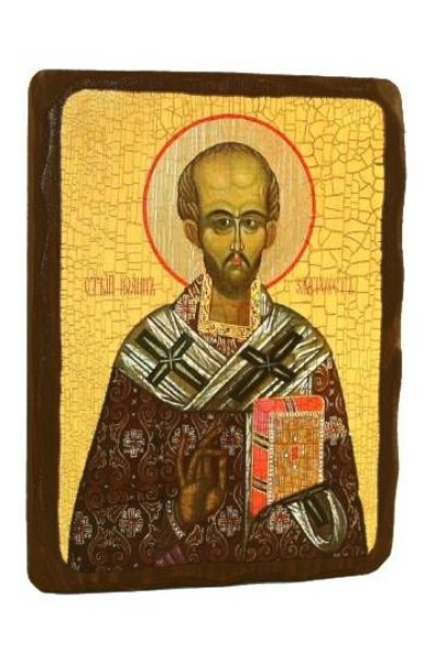 Иконы Иоанн Златоуст, икона на дереве под старину (18х24 см)