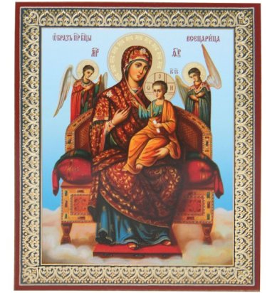 Иконы Всецарица икона Божией Матери на оргалите (11 х 13 см, Софрино)
