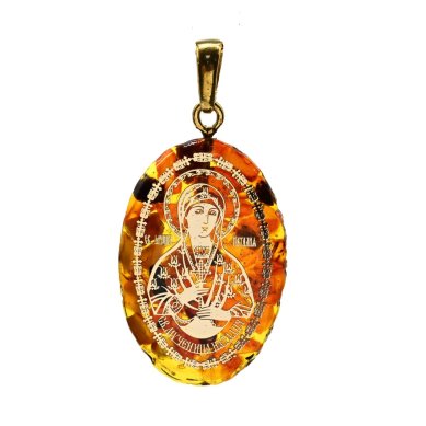 Утварь и подарки Медальон-образок из янтаря «Наталия» (2 х 3 см)