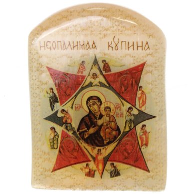 Иконы Неопалимая Купина, икона настольная из селенита (45 х 30 х 65 мм, 65 г)