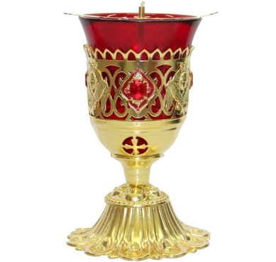 Утварь и подарки Лампада настольная с красным стаканом (высота 14 см)