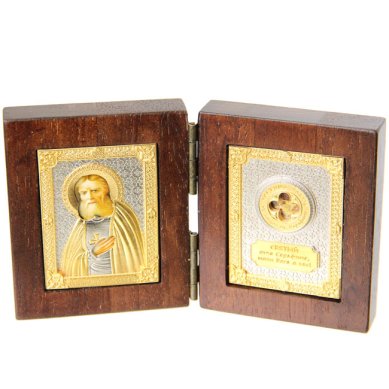 Утварь и подарки Складень с частицей плата преподобного Серафима Саровского