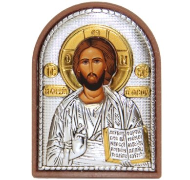 Иконы Господь Вседержитель икона в серебряном окладе на пластике (4 х 5,5 см)