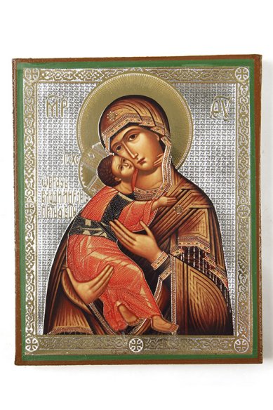 Иконы Владимирская икона Божией Матери  литография на дереве (13 х 16 см)