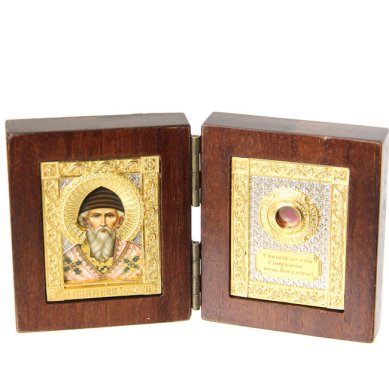 Утварь и подарки Складень с частицей плата святителя Спиридона Тримифунтского