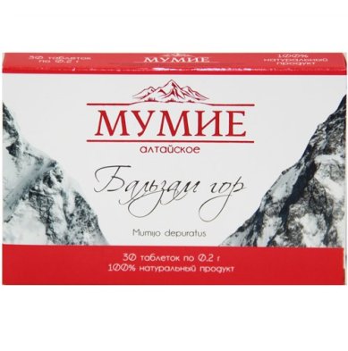 Натуральные товары Мумие алтайское «Бальзам гор» (30 таблеток, 0,2 г)