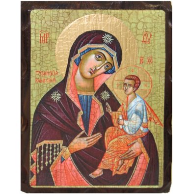 Иконы Грузинская икона Божией Матери на дереве под старину (18 х 24 см)
