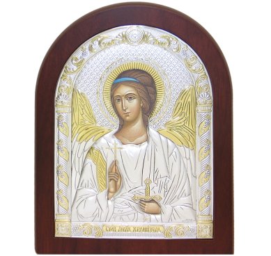 Иконы Ангел Хранитель, икона в серебряном окладе, ручная работа (18 х 23 см)
