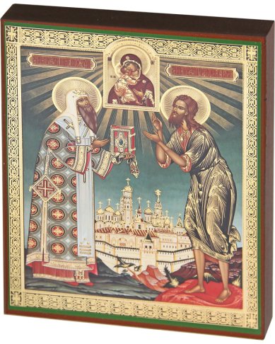 Иконы Алексий митрополит Московский и Алексий Божий человек икона на дереве (17х24 см, Тиль)