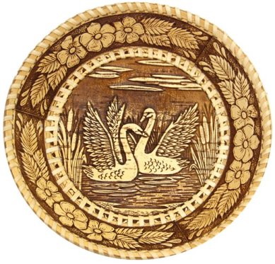 Утварь и подарки Конфетница из бересты «Лебединое озеро» (диаметр 20, высота 3 см)