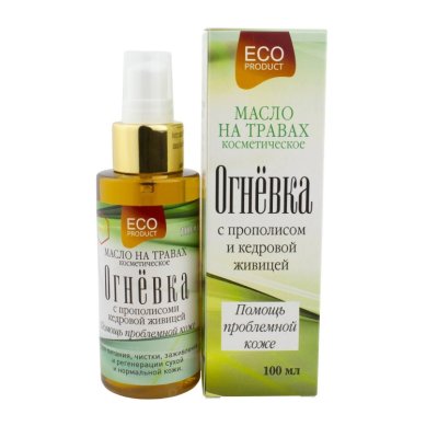 Натуральные товары Масло косметическое на травах «Огнёвка» с прополисом и кедровой живицей (для проблемной кожи, 100 мл)