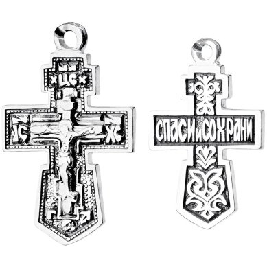 Ювелирные изделия Крест из серебра 925, частичное чернение, проба