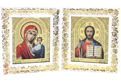 Иконы Венчальная пара Спаситель-Казанская БМ (22 х 25 см)