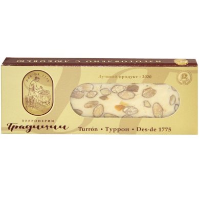 Натуральные товары Туррон «Цельный миндаль с апельсиновыми цукатами» (вакуумная упаковка, 100 г)