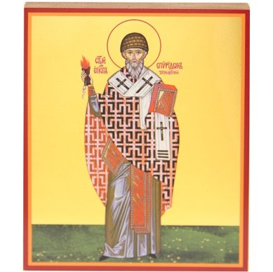 Иконы Спиридон Тримифунтский святой икона на дереве (12,5 х 16 см)