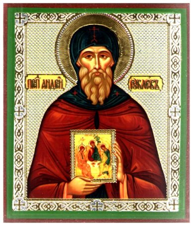 Иконы Андрей Рублёв преподобный икона на дереве (6х7 см, Тиль)