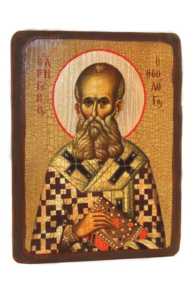 Иконы Григорий Богослов, икона на дереве под старину (18х24 см)