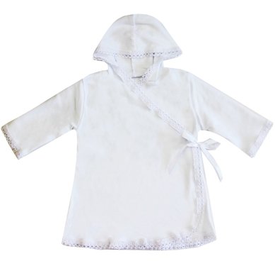 Утварь и подарки Рубашка-халат крестильная с капюшоном на запах (трикотаж) Рост ребенка 74-80 см, размер 24