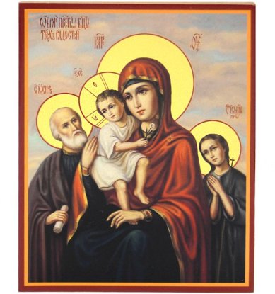 Иконы Трех радостей икона Божией Матери на дереве, ручная работа (12,7 х 15,8 см)
