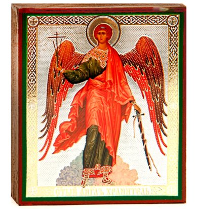 Иконы Ангел-Хранитель икона литография на дереве (9 х 10,5 см)