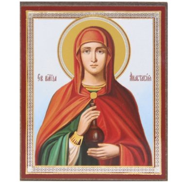 Иконы Анастасия Узорешительница святая великомученица икона на планшете (6 х 7,5 см, Софрино)