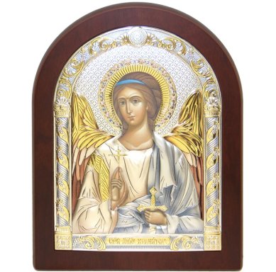Иконы Ангел Хранитель икона в серебряном окладе, ручная работа (18 х 22,5 см)