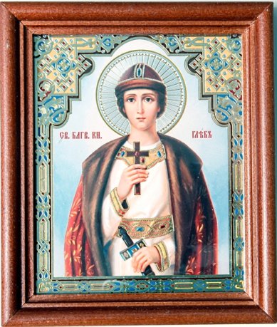 Иконы Глеб благоверный князь икона с открыткой День Ангела (13 х 16 см, Софрино)