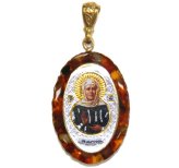 Утварь и подарки Медальон-образок из янтаря «Матрона Московская» (2,3 х 3 см)