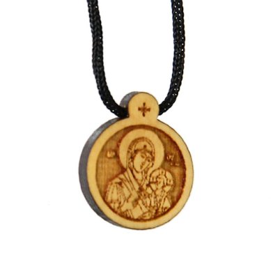 Утварь и подарки Образок с гайтаном из самшита с ликом Богородицы Избавительница