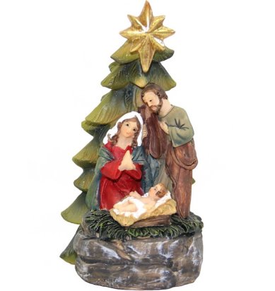 Утварь и подарки Рождественская композиция с подсветкой (ель с рождественской звездой, малая)