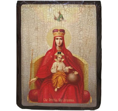Иконы Державная икона Божией Матери на дереве под старину (18 х 24 см)