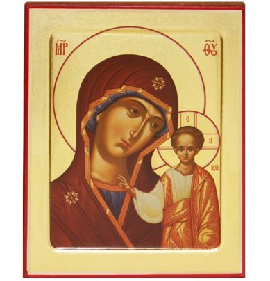 Иконы Казанская икона Божией Матери на дереве (12,5 х 16 см)