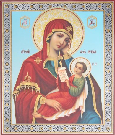 Иконы Утоли моя печали, икона Божией Матери на оргалите, 18 х 22 см