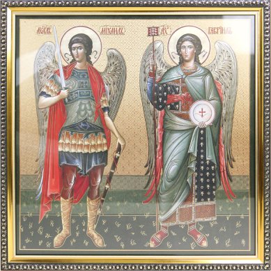 Иконы Михаил и Гавриил Архангелы икона  в багетной рамке (28 х 28 см)