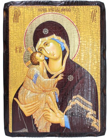 Иконы Донская икона Божией Матери на доске под старину 18 х 24 см