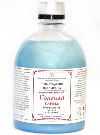 Натуральные товары Монастырский шампунь «Голубая глина» (для тонких волос, 500 мл)