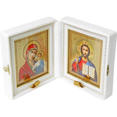Иконы Складень Казанская Божия Матерь, Спаситель (жаккард, размер иконы 12,5 х 14,5 см)