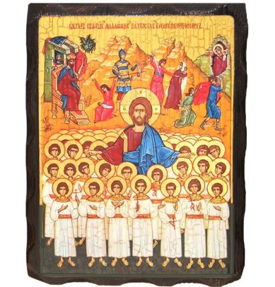 Иконы Убиение вифлеемских младенцев икона на дереве под старину (18 х 24 см)