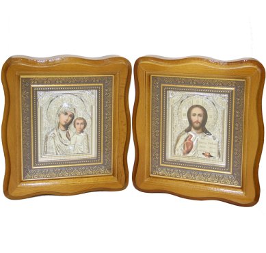 Иконы Венчальная пара Спаситель-Казанская Божия Матерь (размер иконы 19 х 21 см)