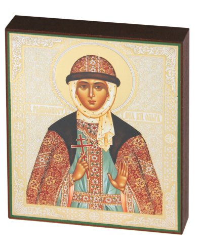 Иконы Ольга равноапостольная княгиня икона литография на дереве (13 х 16 см)