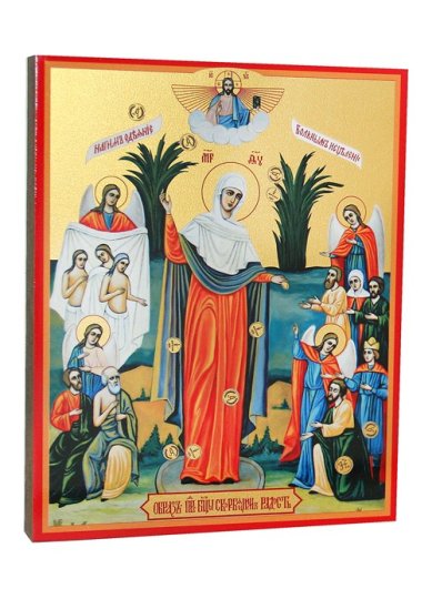 Иконы Всех скорбящих радость икона на дереве, ручная работа (12,7 х 15,8 см)