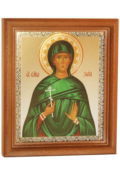 Иконы Злата (Хриса) великомученица. Подарочная икона с открыткой День Ангела (13 х 16 см, Софрино)