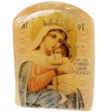 Иконы Отчаянных Единая Надежда, икона настольная из селенита (45 х 30 х 65 мм, 65 г)