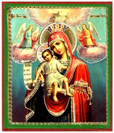 Иконы Достойно есть икона Божией Матери, литография на дереве (6х7 см)