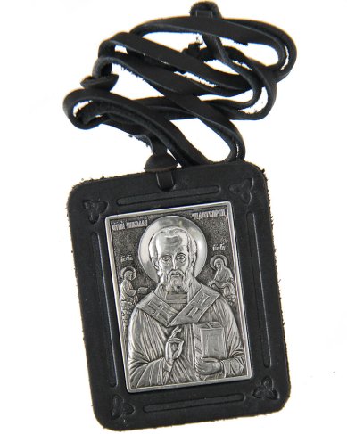 Иконы Подвеска для автомобиля «Николай Чудотворец» (кожа, 4,5 х 6 см)