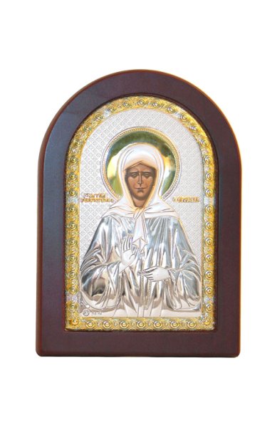 Иконы Матрона Московская, икона в серебряном окладе, ручная работа (10 х 14 см)