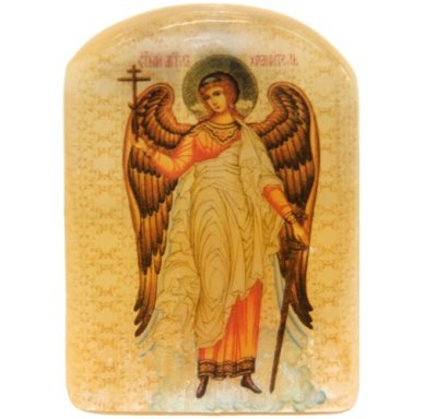 Иконы Икона настольная из селенита «Ангел Хранитель» (4,5 х 6,5 см)