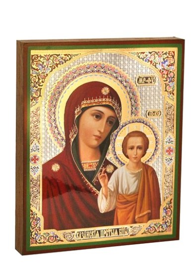Иконы Казанская икона Божией Матери литография на дереве (13 х 16 см)